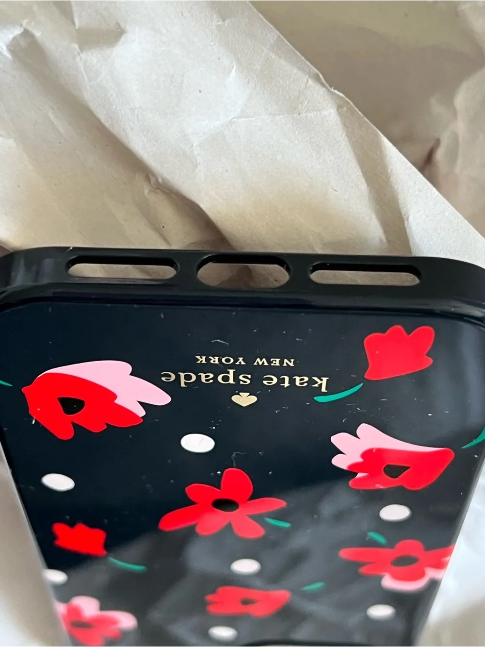 kate spade Black Floral Phone Case - Red & Pink Flowers